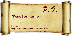 Pfemeter Imre névjegykártya